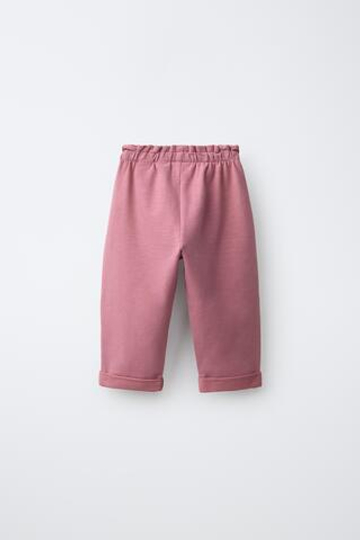 ZARA ТРИКОТАЖНЫЕ БРЮКИ-ШАРОВАРЫ, РОЗОВАТЫЙ