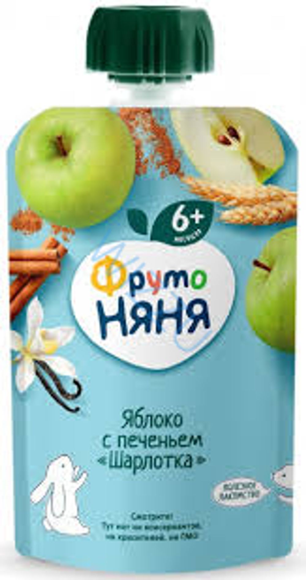 Пюре фруктовое ФрутоНяня из яблок с печеньем шарлотка, 90 г