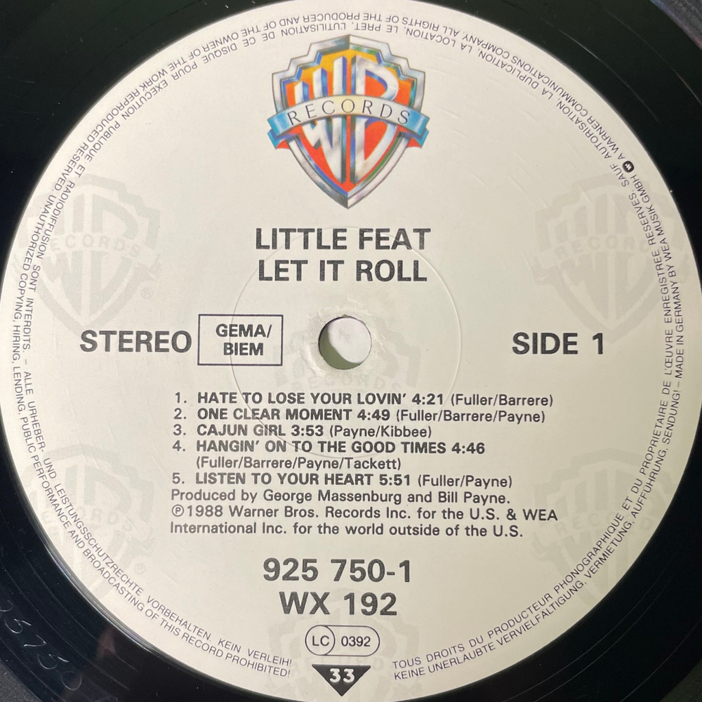 Little Feat ‎– Let It Roll (Германия 1988г.)