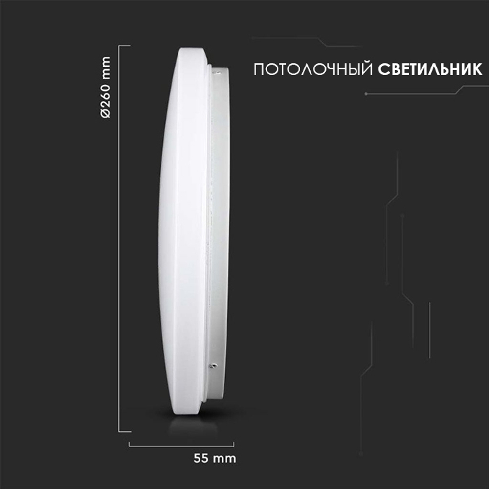 Накладной светодиодный светильник V-TAC, 12 Вт, 3000К 4000K 6400К, IP20, SKU 217603