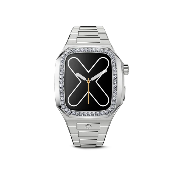 Корпус для Apple Watch EVD45 - Серебристый/Кристаллы
