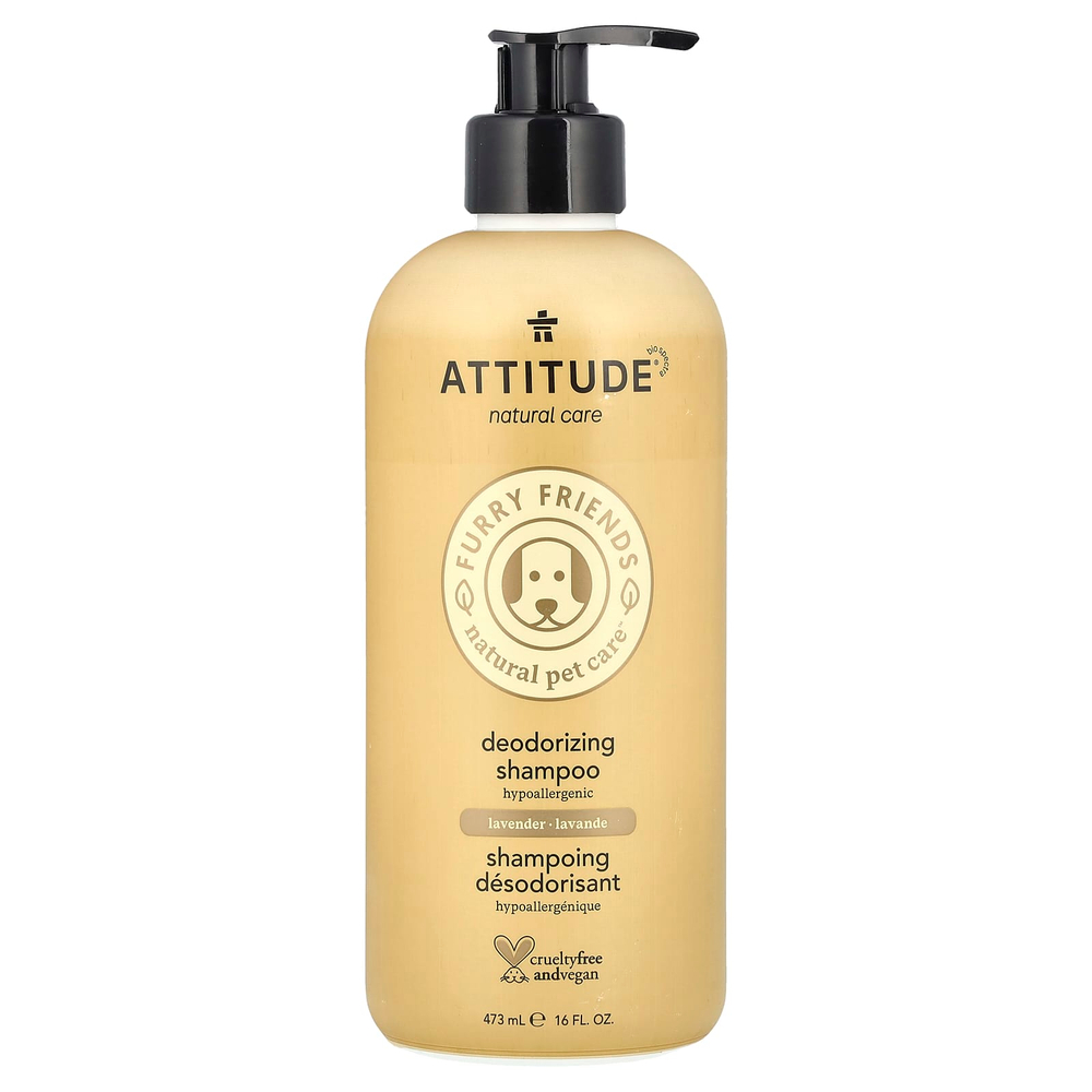 ATTITUDE, Furry Friends, Natural Pet Care, дезодорирующий шампунь, лаванда, 473 мл (16 жидк. унц.)
