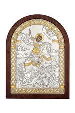 Георгий Победоносец, икона арочная, красное дерево, 86х112