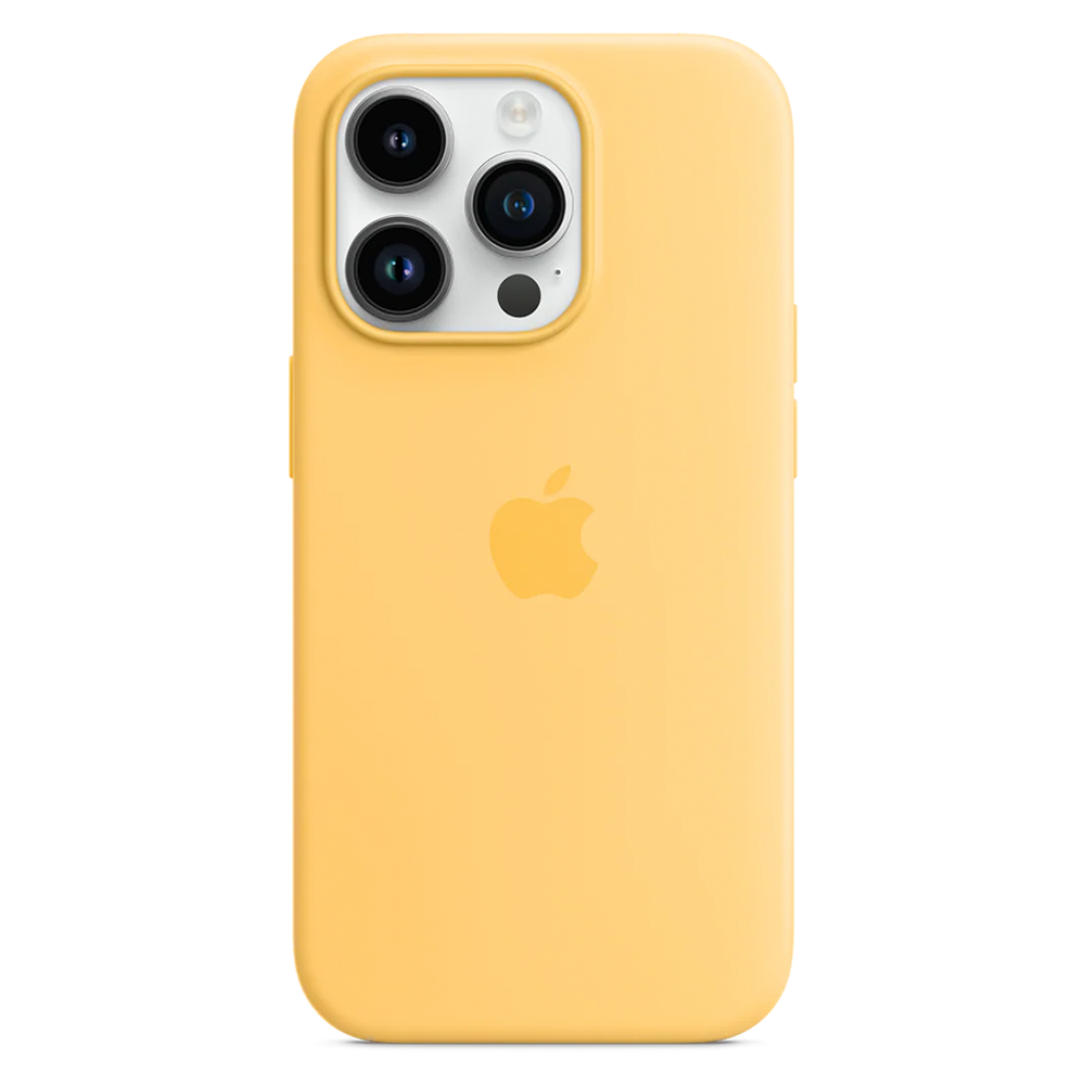 Силиконовый чехол с поддержкой MagSafe Apple Silicone Case для iPhone 14 Pro, Sunglow (Бледно-желтый)