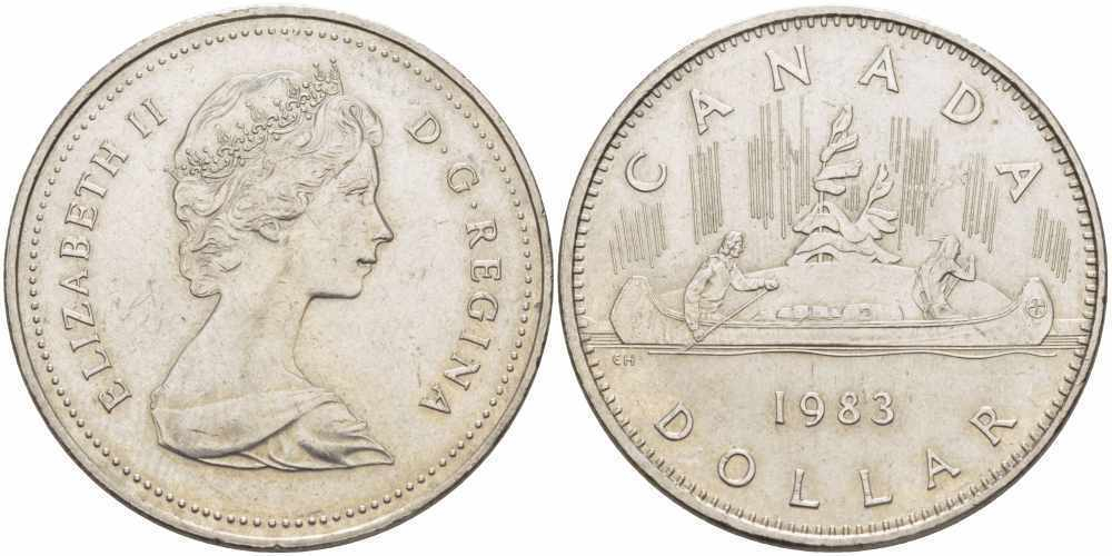 1 доллар "Индейцы на каноэ" 1983 год UNC
