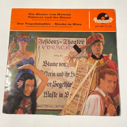 Винтажная виниловая пластинка LP Die Blume Von Hawaii, Viktoria Und Ihr Husar, Der Vogelh ndler, Maske In Blau (Германия 1959)
