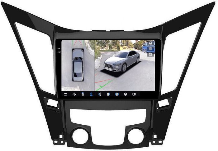Магнитола для Hyundai Sonata 6 2010-2013 - FarCar BX794M-360 монитор 9.5" 2K QLED на Android 13, Быстрая, CarPlay, 4G SIM-слот, 4 камеры в комплекте