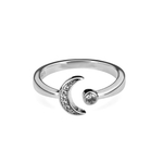 Кольцо Лунница с фианитами цвет платина