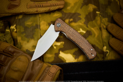 Нож Civivi Sinisys C20039-2 сталь 14C28N Silver Bead Blasted рукоять Brown Burlap Micarta