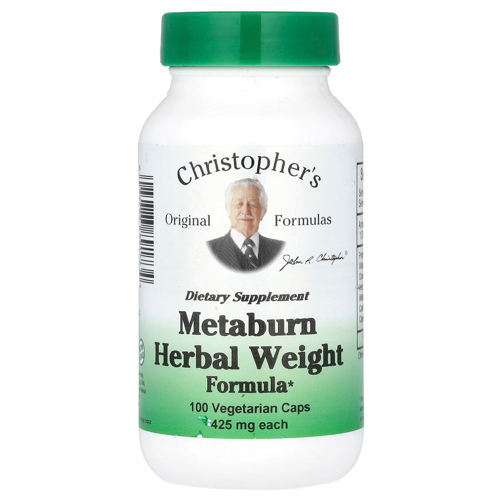 Christopher's Original Formulas, Metaburn, травяная формула для снижения веса, 100 вегетарианских капсул