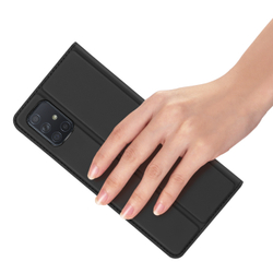 Чехол книжка из PU кожи черного цвета от Dux Ducis для Samsung Galaxy A71, серия Skin Pro Series