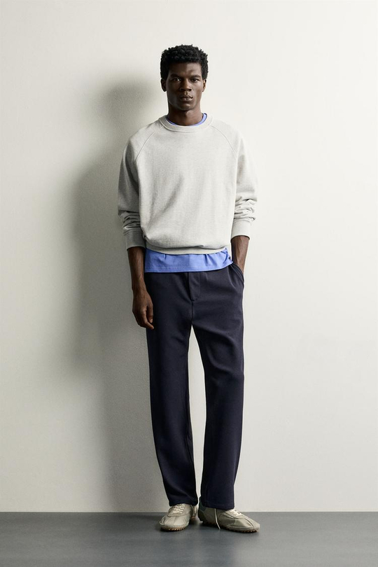 ZARA КОМФОРТНЫЕ БРЮКИ RELAXED FIT, МОРСКОЙ СИНИЙ
