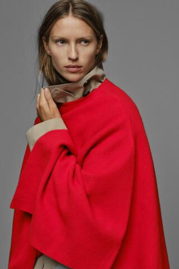 ZARA ОДНОТОННАЯ ТРИКОТАЖНАЯ НАКИДКА, КРАСНЫЙ