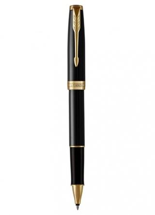 Ручка-роллер Parker Sonnet Black Lacquer GT 1931496, стержень: F, цвет чернил: black, в подарочной упаковке