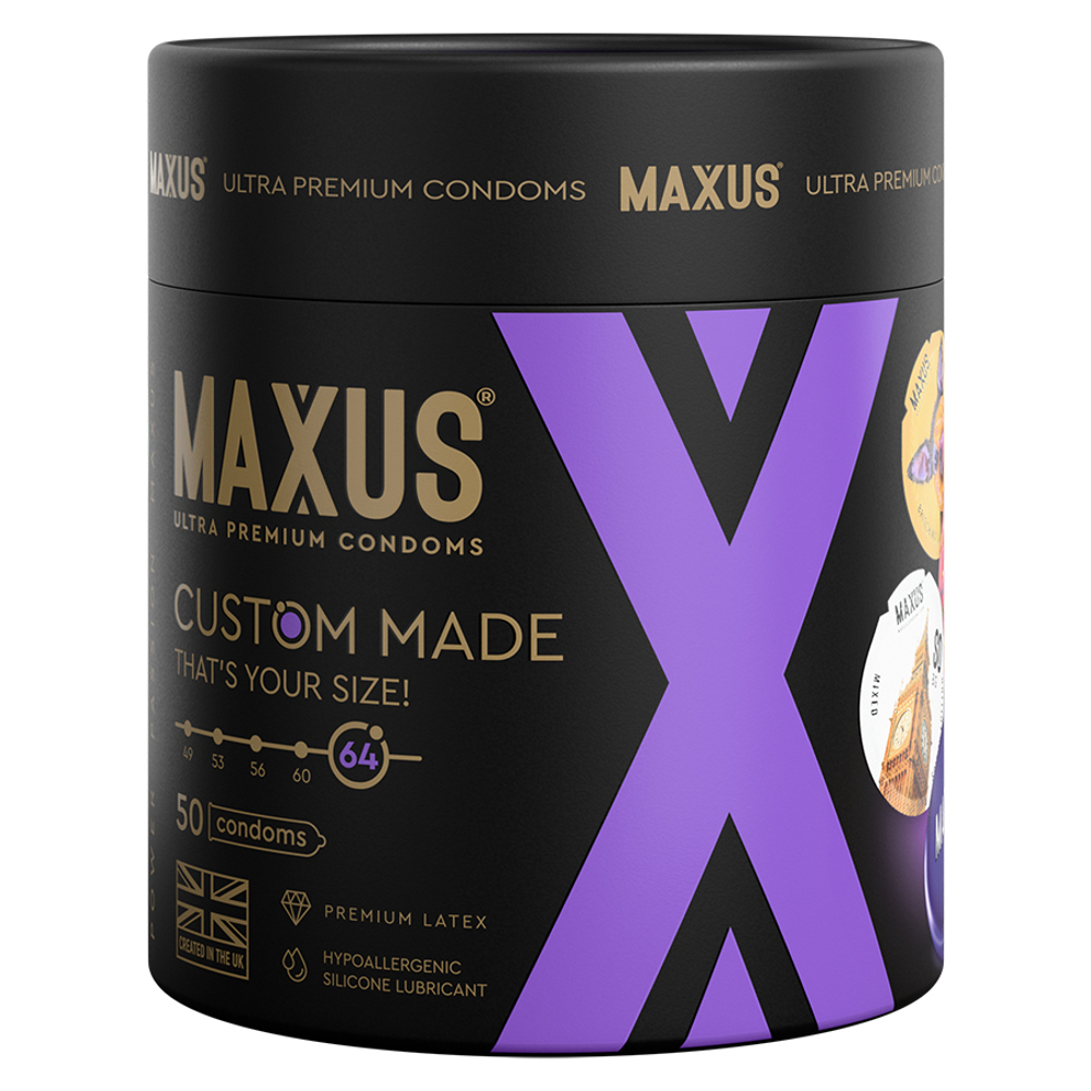 Премиальные увеличенные презервативы в железном кейсе Maxus Custom Made 64 X-Edition 50шт