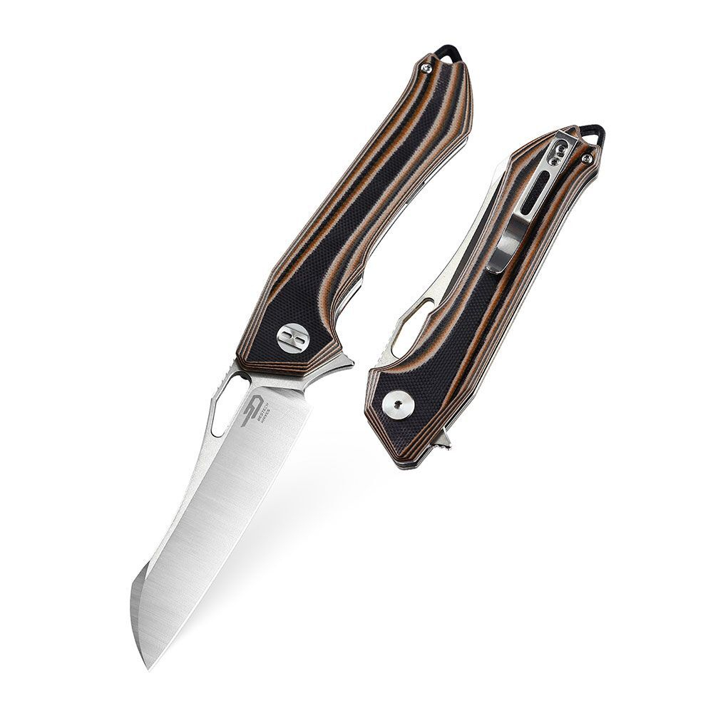Нож туристический Bestech Platypus сталь D2, рукоять G10 черный-оранжевый-бежевый