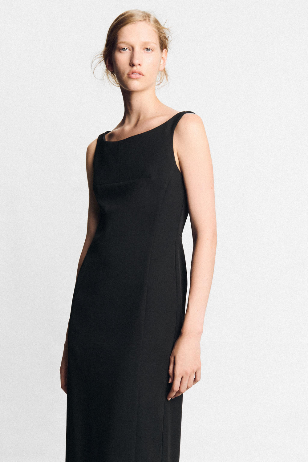 ПЛАТЬЕ МИДИ С ВЫРЕЗОМ ЛОДОЧКА — ZARA