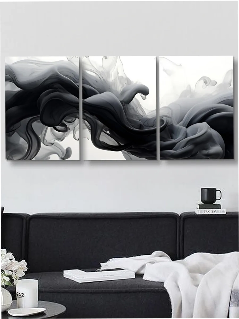 Картина Черные брызги модульная 50x70см 3шт.