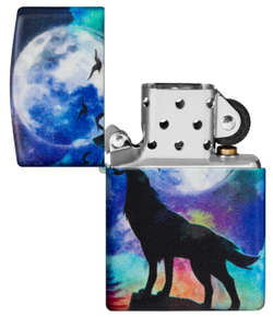 Зажигалка Zippo Wolf Design с покрытием 540 Matte, латунь/сталь, разноцветная, матовая, 38x13x57 мм