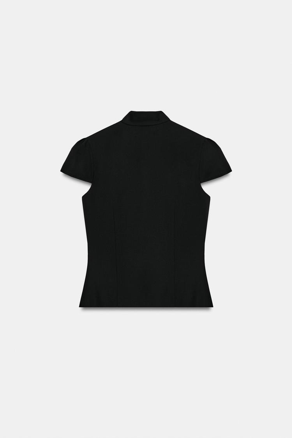 ZARA ТОП В КЛЕТКУ С ВЫСОКИМ ВОРОТНИКОМ, ЧЕРНЫЙ