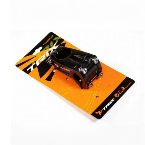 Вынос руля TRIX, алюминиевый кованый, BMX, для безрезьбовой вилки 1-1/8", под руль 22,2мм, четырехболтовый,  l-30мм, глянцевый черный