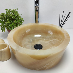 Раковина из оникса Drum Yellow Small DO-60979 40x40x15 из натурального камня