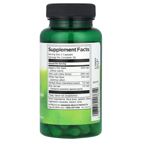 Swanson Vitamins, Colon Helper, формула для очищения кишечника, 60 капсул