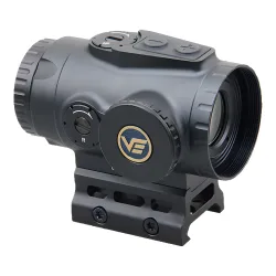 Прицел призматический Vector Optics Paragon 3x18, VEPS-MBR - вид спереди и справа, крышка отсека питания с логотипом VE