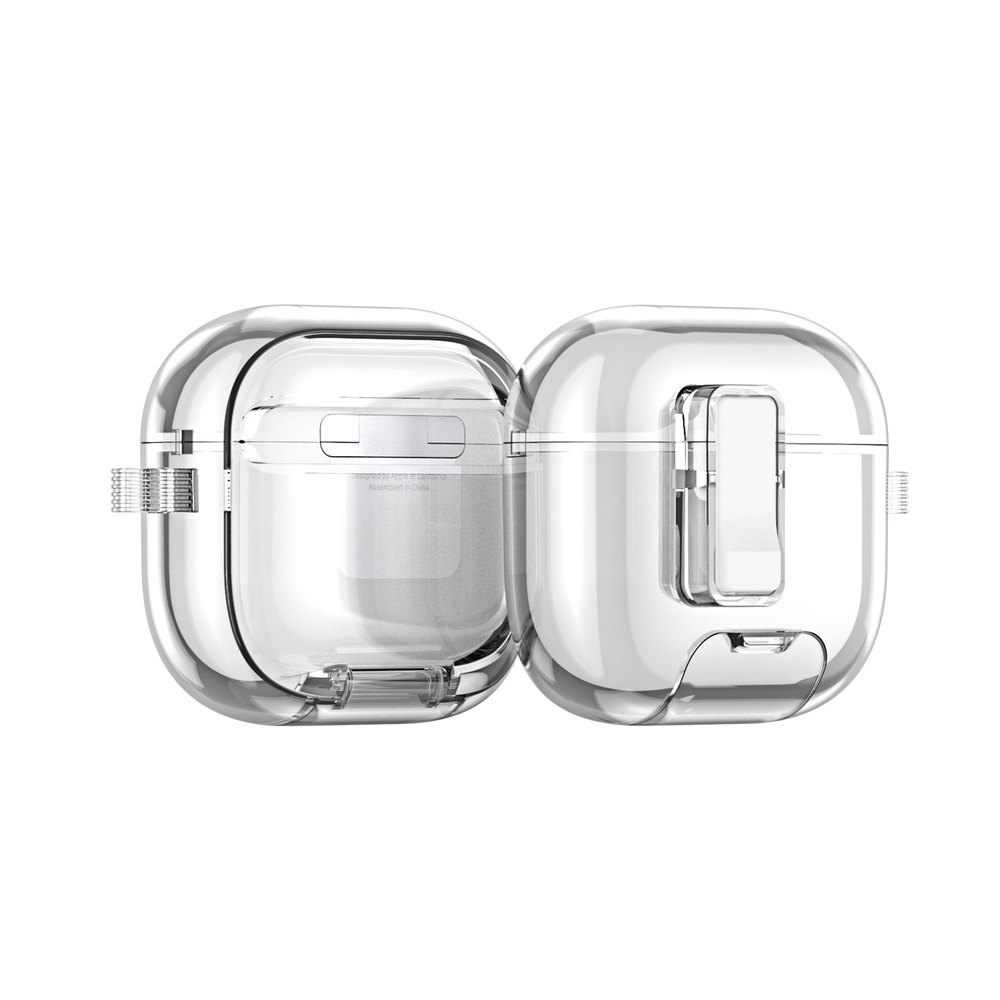 Чехол прозрачный с магнитным замком для наушников AirPods 4, серия PECR Series Case, в комплекте с карабином