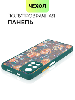 Чехол BROSCORP для Poco M4 Pro 5G оптом (арт. XM-PM4P-ST-TPU-DARKGREEN-PRINT)