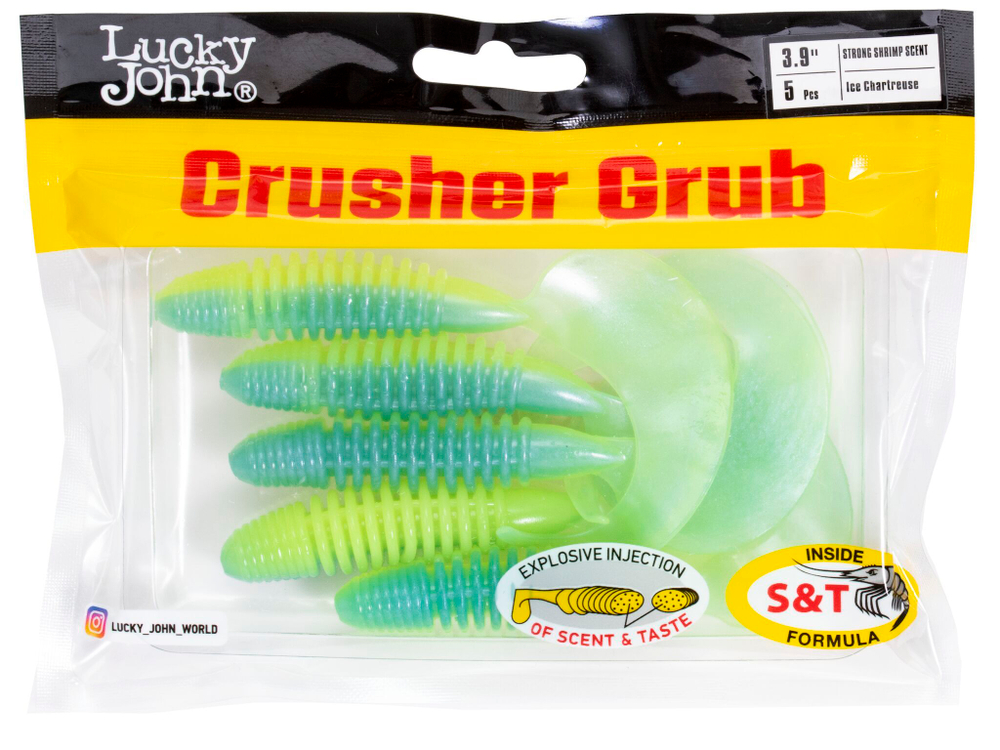 Твистеры съедобные LJ Pro Series CRUSHER GRUB 3,9in (9,9 см), цв. T57, 5 шт.