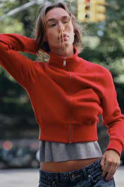 ZARA ТОЛСТОВКА С НАШИВКОЙ НА СПИНЕ, КРАСНЫЙ