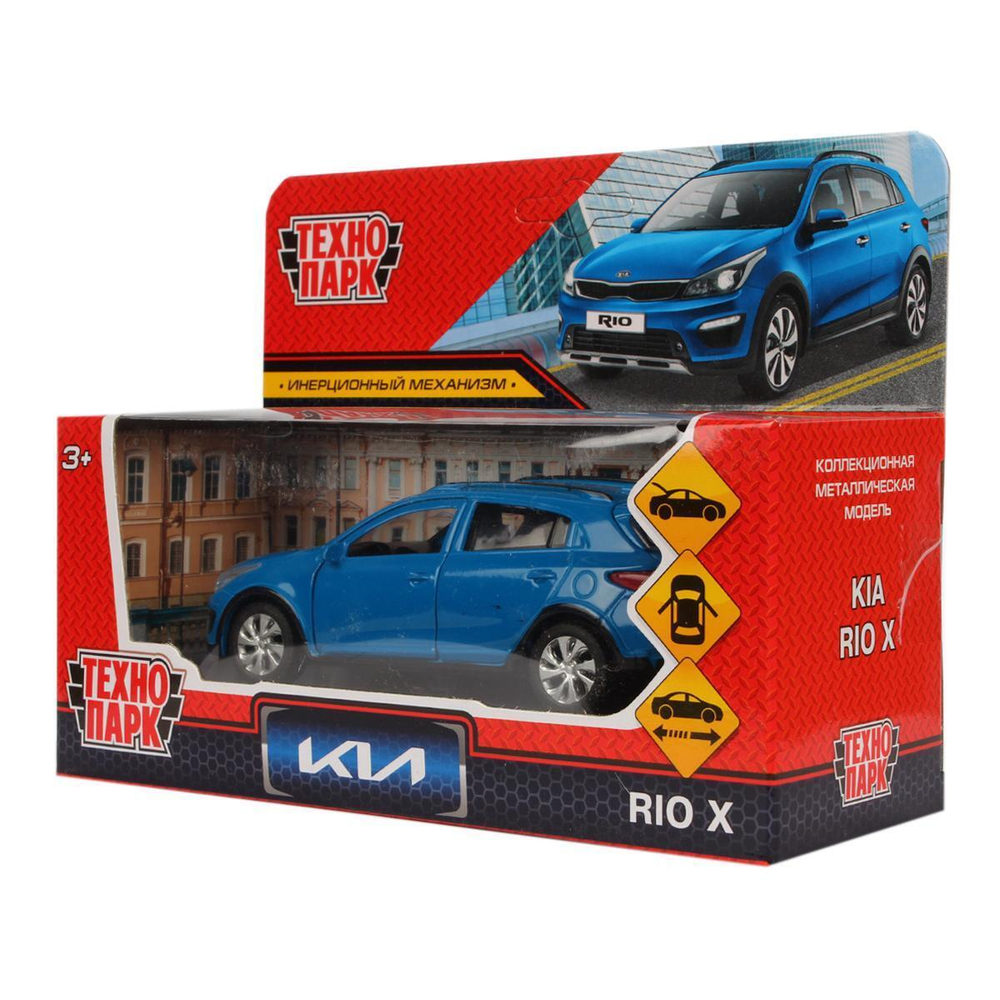 Модель ин. мет. "Kia Rio" 12см, двери, багаж, синий, коробка XLINE-12-BU (Технопарк)