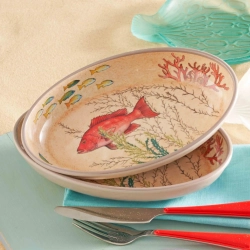 Rose&Tulipani Набор из 2 овальных меламиновых тарелок Sea Life 24x15 см EAN 8021918040485