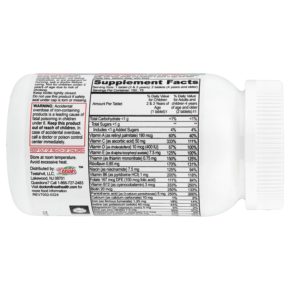 Doctor's Finest, добавка с мультивитаминами и минералами для детей, с железом, со вкусом винограда и ягод, 150 жевательных таблеток