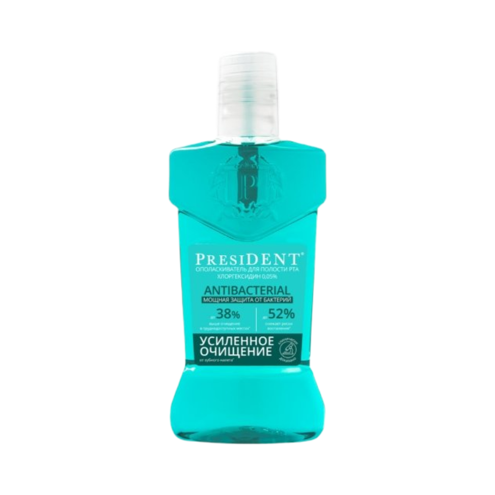 Ополаскиватель для полости рта PRESIDENT Antibacterial Мощная Защита new 250мл