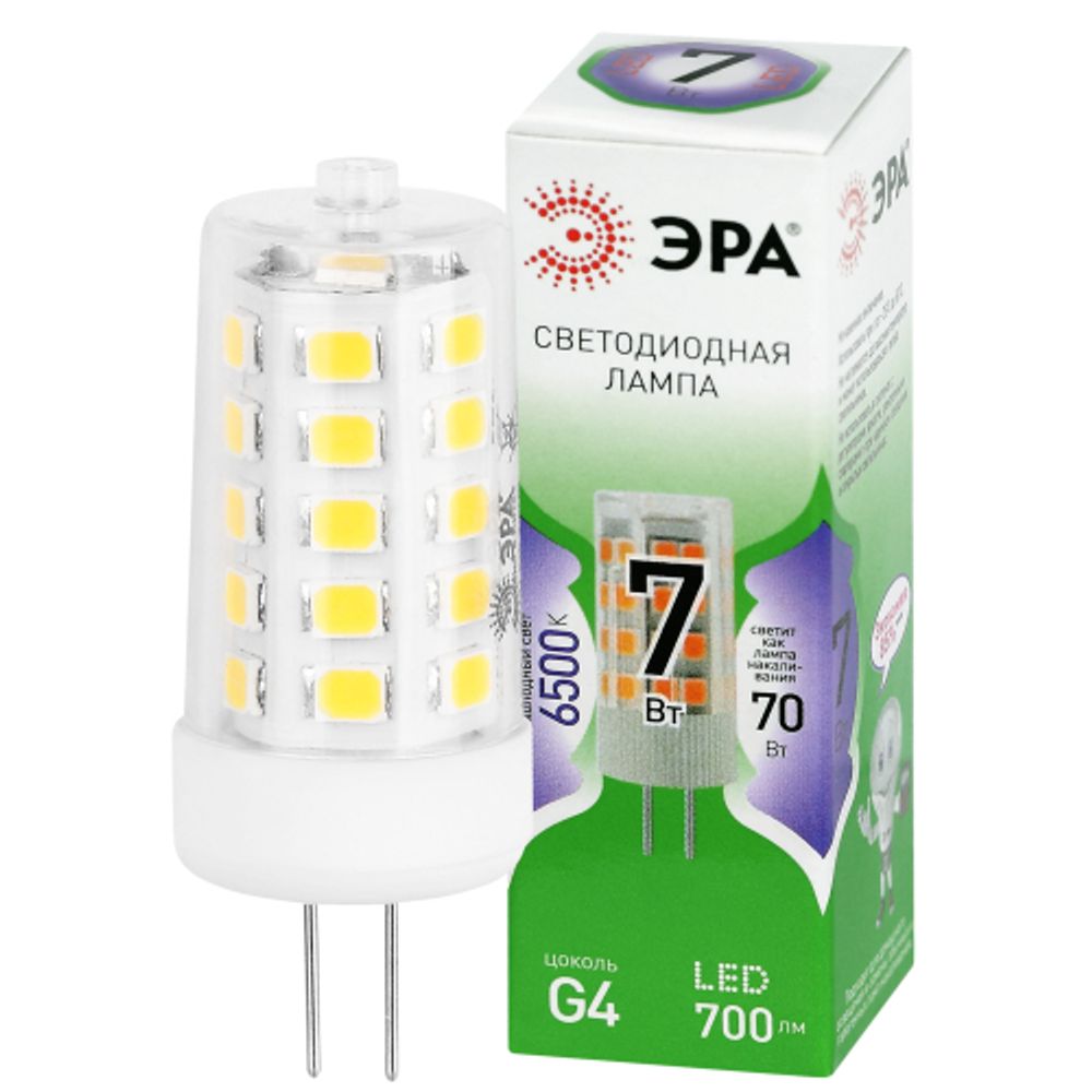 Лампа светодиодная ЭРА GREEN LINE LED G4-JC-7W-865-12V GL 7Вт капсула 12В холодный дневной свет G4 | Лампы cветодиодные Капсульные (G4, G9)