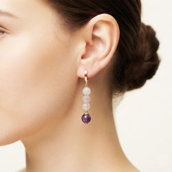 Авторские серьги из розового кварца и аметиста