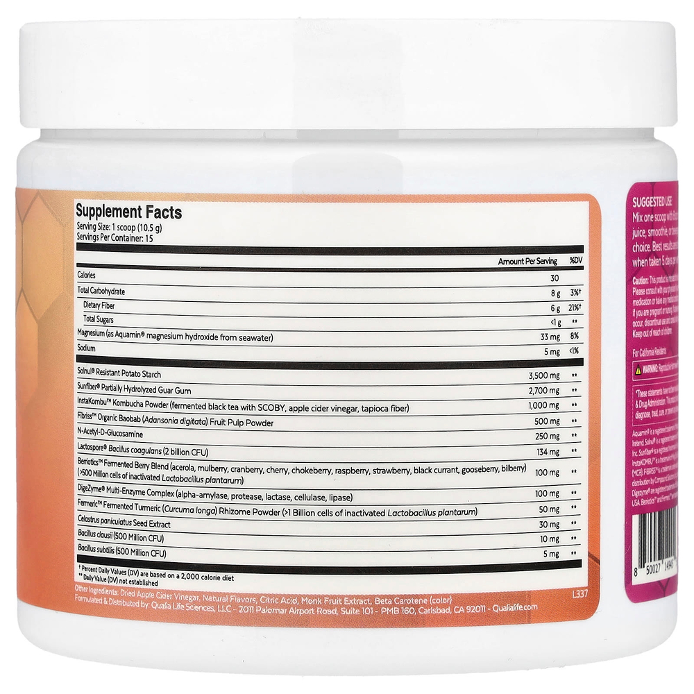 Qualia, Probiotic+, со вкусом тропических фруктов, 157,5 г (5,6 унции)