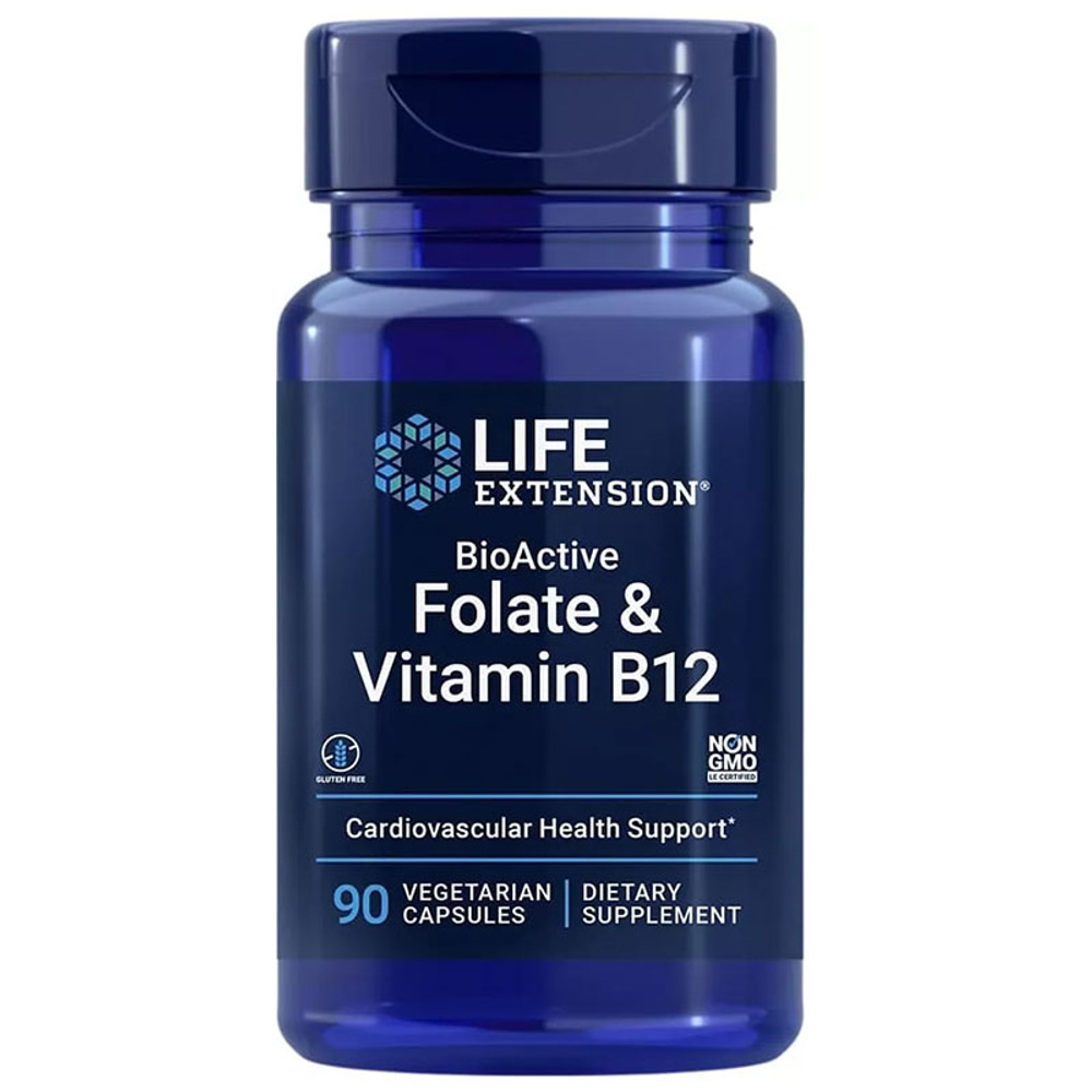 Life Extension BioActive Folate & Vitamin B12 (90 капс.)