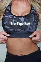 Топ женский мини IamFighter милитари (черный)