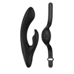 Черный вибратор-кролик 20см с часами-пультом ДУ Anne's Desire Rabbit Remote Control Watchme Technology Black