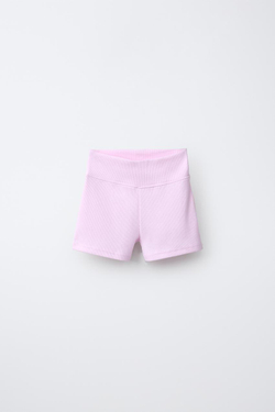 ZARA КОРОТКИЕ ВЕЛОСИПЕДКИ В РУБЧИК, РОЗОВЫЙ