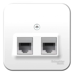 BLANCA О/У РОЗЕТКА двойная: комп.RJ45, кат.5E + телеф. RJ11, ИЗОЛ.ПЛ., БЕЛЫЙ