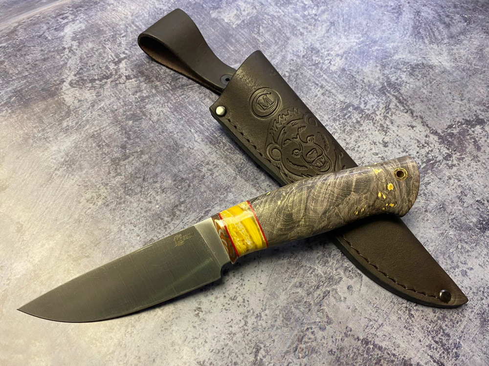 Нож Сокол, Bohler S390, макуме зуб мамонта, кап клена