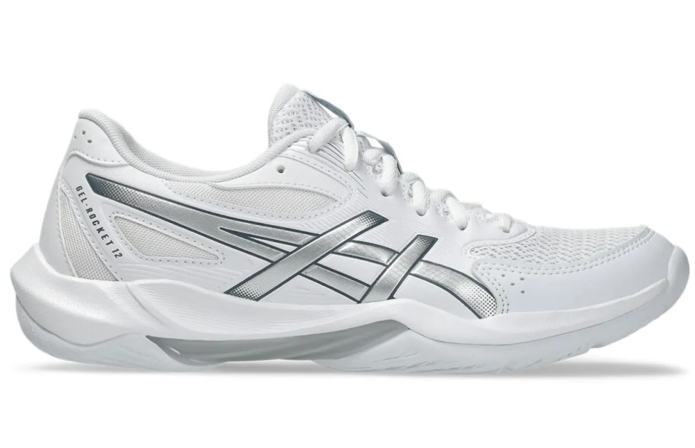 Женские кроссовки для бадминтона/сквоша Asics Gel-Rocket 12 - white/pure silver