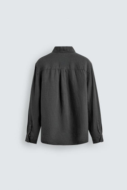ZARA РУБАШКА ИЗ 100% ЛЬНА, АНТРАЦИТОВО-СЕРЫЙ
