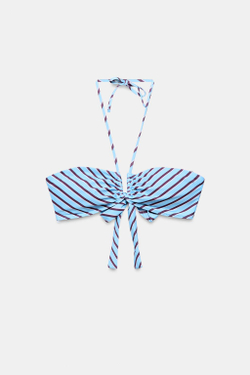 ZARA ТОП-БИКИНИ БАНДО В ПОЛОСКУ, СИНИЙ
