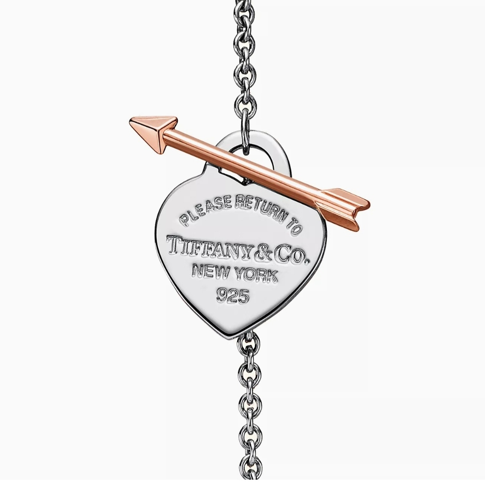 Браслет из серебра 925 , в форме сердца со стрелой из золота 18к(750 проба). Tiffany, Тиффани 💝 Единственный в наличии