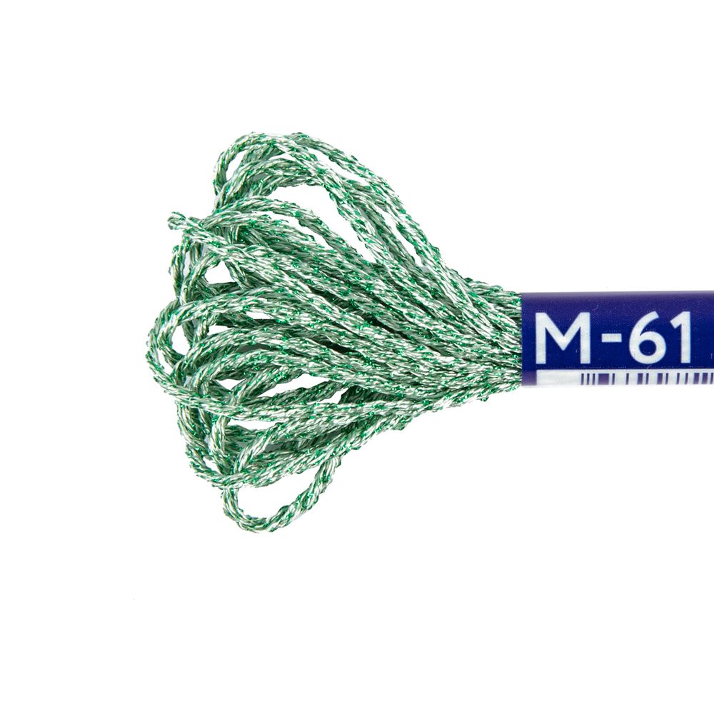 Мулине Gamma металлик NM 12 мотков по 6 метров, M-61 белый/зеленый, Gamma MOULINE